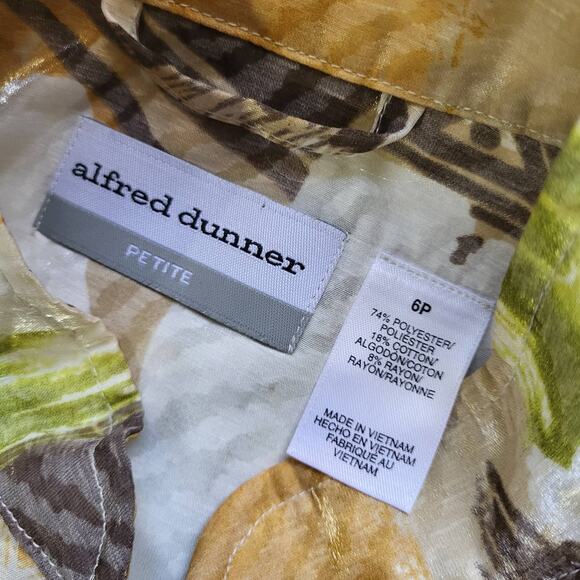 Alfred Dunner Jacket Womens Size 6 Petite Lightweight Abstract Zip Up 3/4 Sleeve - Picture 3 of 12